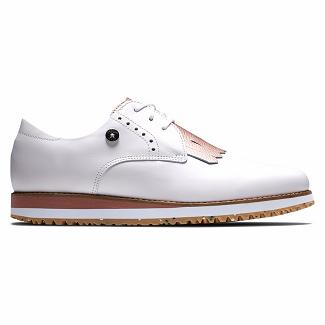 Women's Footjoy Sport Retro Spikeless Golf Shoes White/Rose NZ-608423